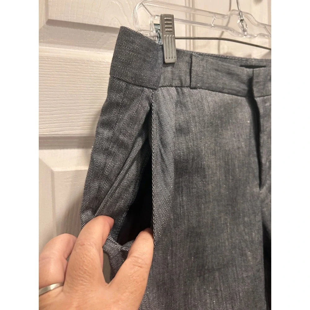 Banana Republic Avery Blue Linen Blend Straight Leg Dress Pants Womens Size 12